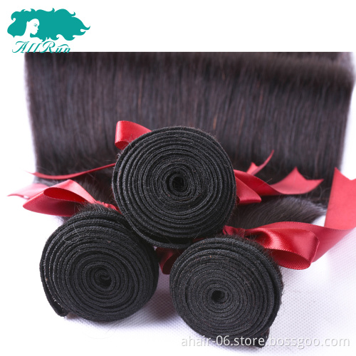 Guaranteed quality cheap brazilian virgin human hair weave bundles silky straight with closure